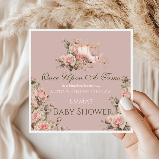 Princess Carriage Vintag Pink Roses Baby Dusche Serviette