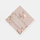 Princess Carriage Vintag Pink Roses Baby Dusche Serviette (Ecke)