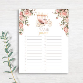 Princess Carriage Vintage Rose Name Game