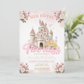 Princess Castle 5th Birthday Five-ness Royal  Einladung (Stehend Vorderseite)