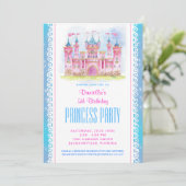 Princess Castle Birthday Einladung Blue (Stehend Vorderseite)