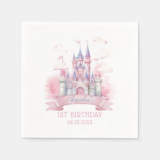 Princess Castle Birthday Party Paper Napkin Serviette (Vorderseite)