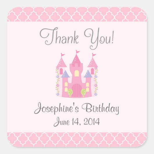 Princess Castle Birthday Stickers (Pink) (Vorderseite)