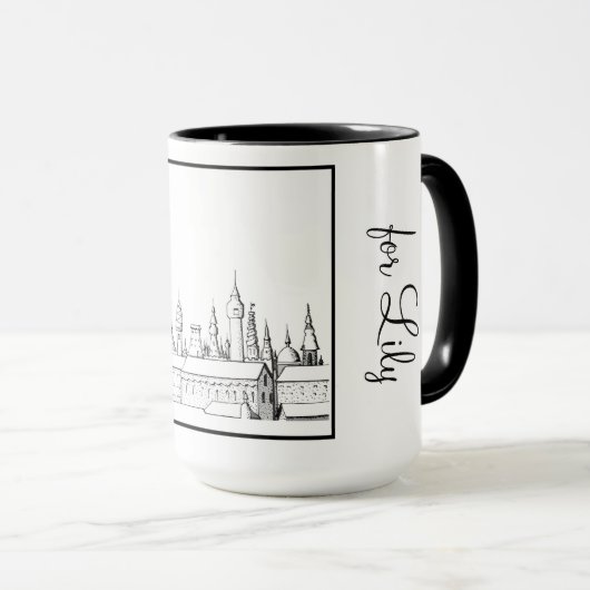 Princess Castle Black and White #2 Ringer 15oz Tasse (VorderseiteRechts)
