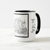 Princess Castle Black and White Ringer 15oz Tasse (VorderseiteRechts)