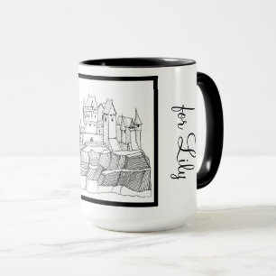Princess Castle Black and White Ringer 15oz Tasse