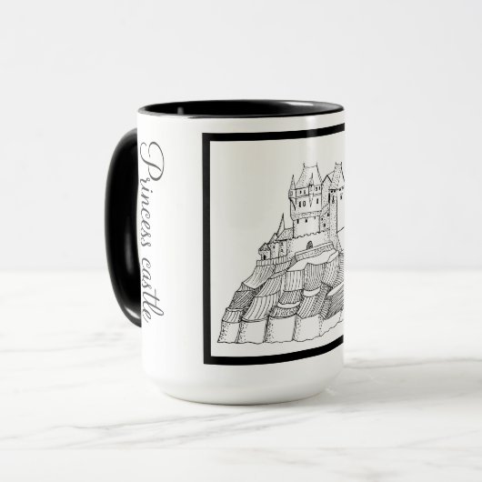 Princess Castle Black and White Ringer 15oz Tasse (Vorderseite Links)