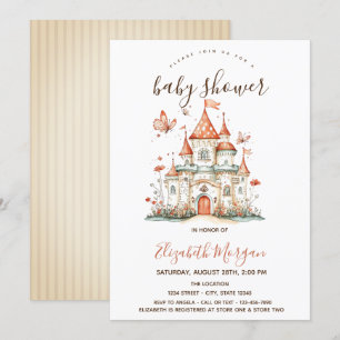 Princess Castle Butterflies Streifen Babydusche Einladung