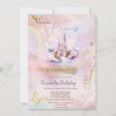 Princess Castle Butterfly Rainbow Birthday Einladung (Vorderseite)
