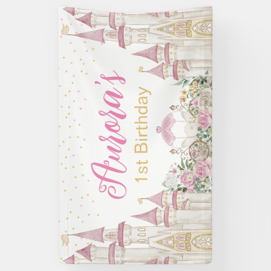 Princess Castle Carriage Birthday Banner Poster (Vertikal)