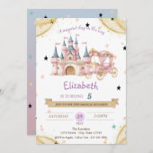 Princess Castle Carriage Stars Birthday Einladung (Vorne/Hinten)