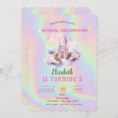 Princess Castle Clouds Holographic Birthday Einladung (Vorne/Hinten)