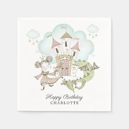 Princess Castle Dragon Girl's Birthday Party Serviette