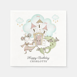 Princess Castle Dragon Girl's Birthday Party Serviette
