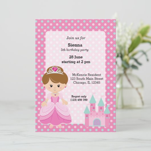 Princess & Castle Einladung (Stehend Vorderseite)