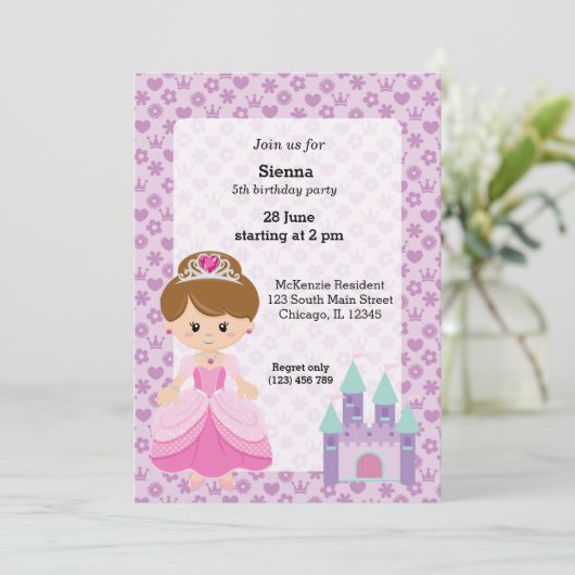 Princess & Castle Einladung (Stehend Vorderseite)