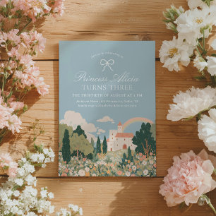 Princess Castle Floral Messe Geburtstag Einladung