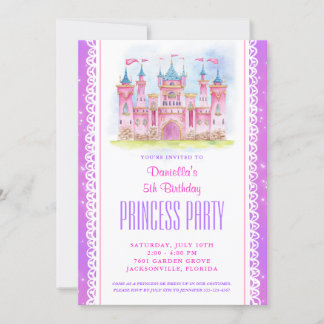 Princess Castle Geburtstag Einladung Lila