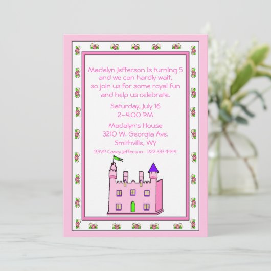 Princess Castle Geburtstagsparty Einladung (Stehend Vorderseite)