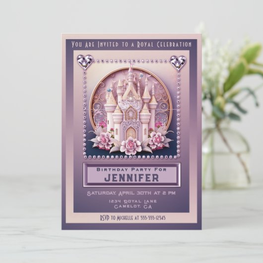 Princess Castle Geburtstagsparty Einladung (Stehend Vorderseite)