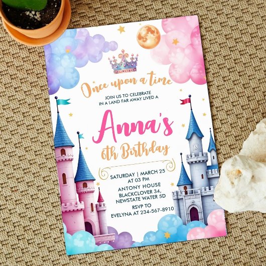 Princess Castle Geburtstagsparty Einladung