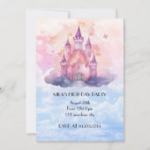 princess castle girl birthday invitation einladung (Vorderseite)