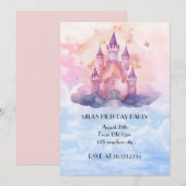 princess castle girl birthday invitation einladung (Vorne/Hinten)