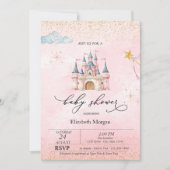 Princess Castle Gold Dust Pink Baby Shower   Einladung (Vorderseite)