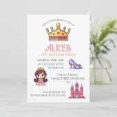 Princess Castle Kristallschuhe Einladung zum Gebur (Stehend Vorderseite)