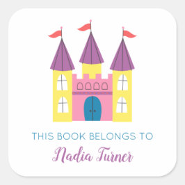 Princess Castle Library Buchzeichen Quadratischer Aufkleber