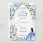 Princess Castle Light Blue Aschenputtel Quinceaner Einladung (Vorne/Hinten)