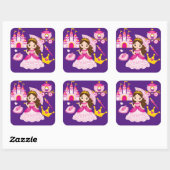 Princess Castle Little Girls Queen Royalty Quadratischer Aufkleber (Blatt)