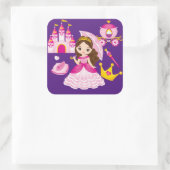 Princess Castle Little Girls Queen Royalty Quadratischer Aufkleber (Tasche)