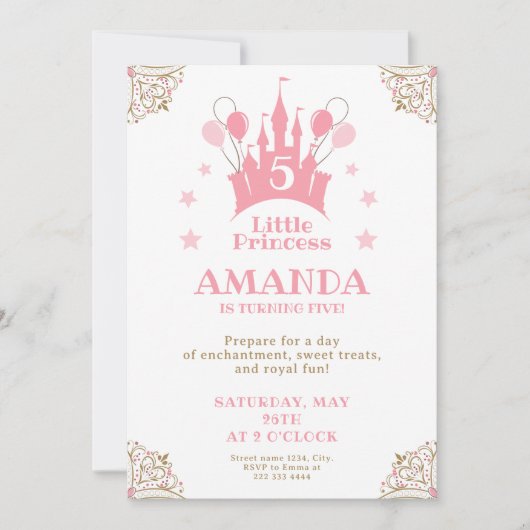 Princess Castle Magical Birthday Bash Einladung (Vorderseite)