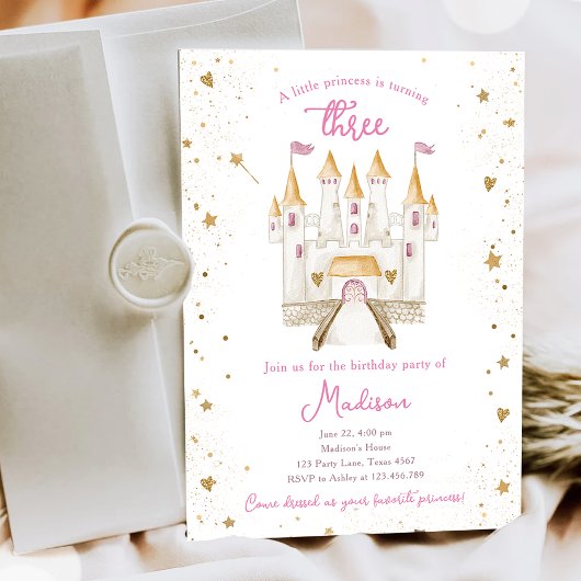 Princess Castle Magical Girl 3rd Third Birthday Einladung