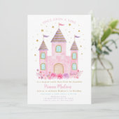 Princess Castle Once Upon A Time First Birthday Einladung (Stehend Vorderseite)