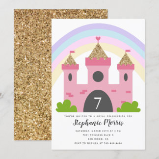 Princess Castle Pink Gold Geburtstagsparty Einladung