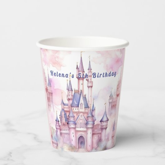 Princess Castle Pink Lila Pappbecher (Rückseite)