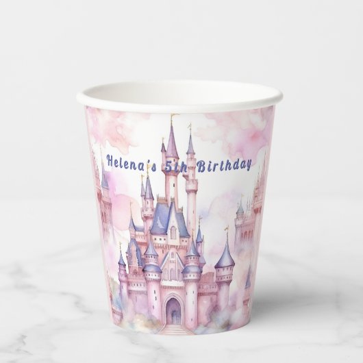 Princess Castle Pink Lila Pappbecher (Vorderseite)