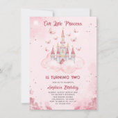 Princess Castle | Pink Watercolor Girl Birthday Einladung (Vorderseite)