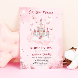 Princess Castle | Pink Watercolor Girl Birthday Einladung