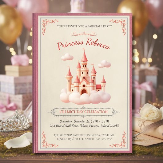 Princess Castle Storybook Fairytale Birthday Einladung
