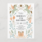 Princess Castle Unicorn Geburtstag Postkarte (Vorderseite)