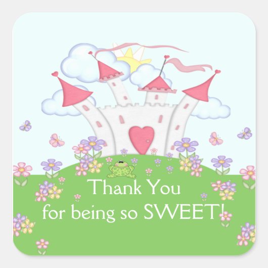 Princess Castle Vielen Dank Square Sticker! Quadratischer Aufkleber (Vorderseite)