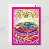 Princess Cat Kitten in rosa Postkarte (Vorne/Hinten)