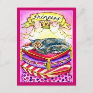 Princess Cat Kitten in rosa Postkarte