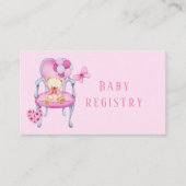 Princess Chair Teddy Bear Balloon Girl Registry Visitenkarte (Vorderseite)