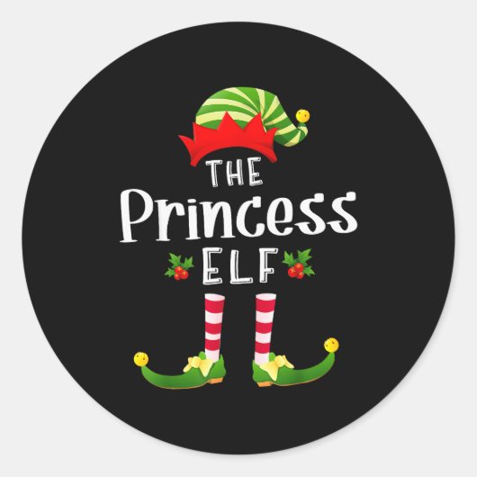 Princess Christmas Elf Matching Pajama X-mas Party Runder Aufkleber (Vorderseite)
