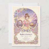 Princess Cinderella Floral Birthday Einladung (Vorderseite)