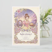 Princess Cinderella Floral Birthday Einladung (Stehend Vorderseite)